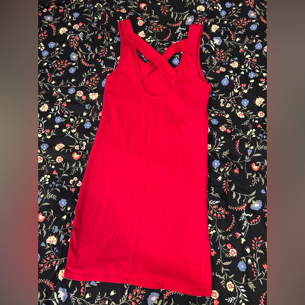 Forever 21 Red Sleeveless Cross-Back Mini Dress